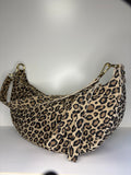 Leopardikuviollinen nahkainen crossbody laukku